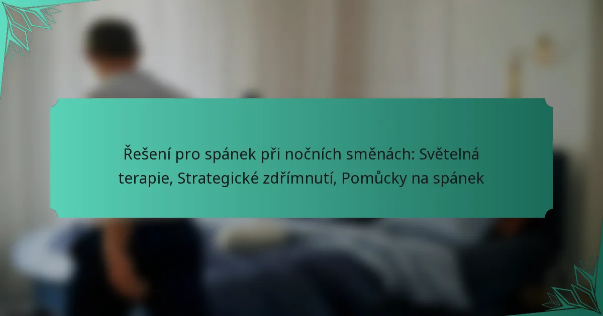 Řešení pro spánek při nočních směnách: Světelná terapie, Strategické zdřímnutí, Pomůcky na spánek