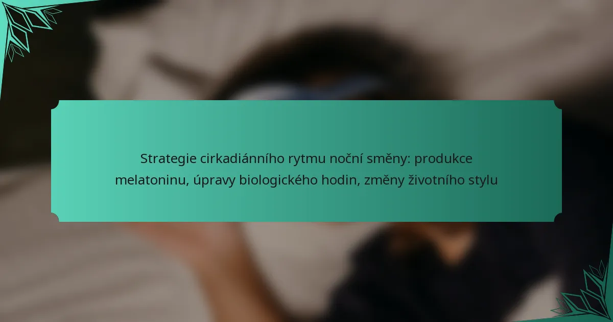 Strategie cirkadiánního rytmu noční směny: produkce melatoninu, úpravy biologického hodin, změny životního stylu