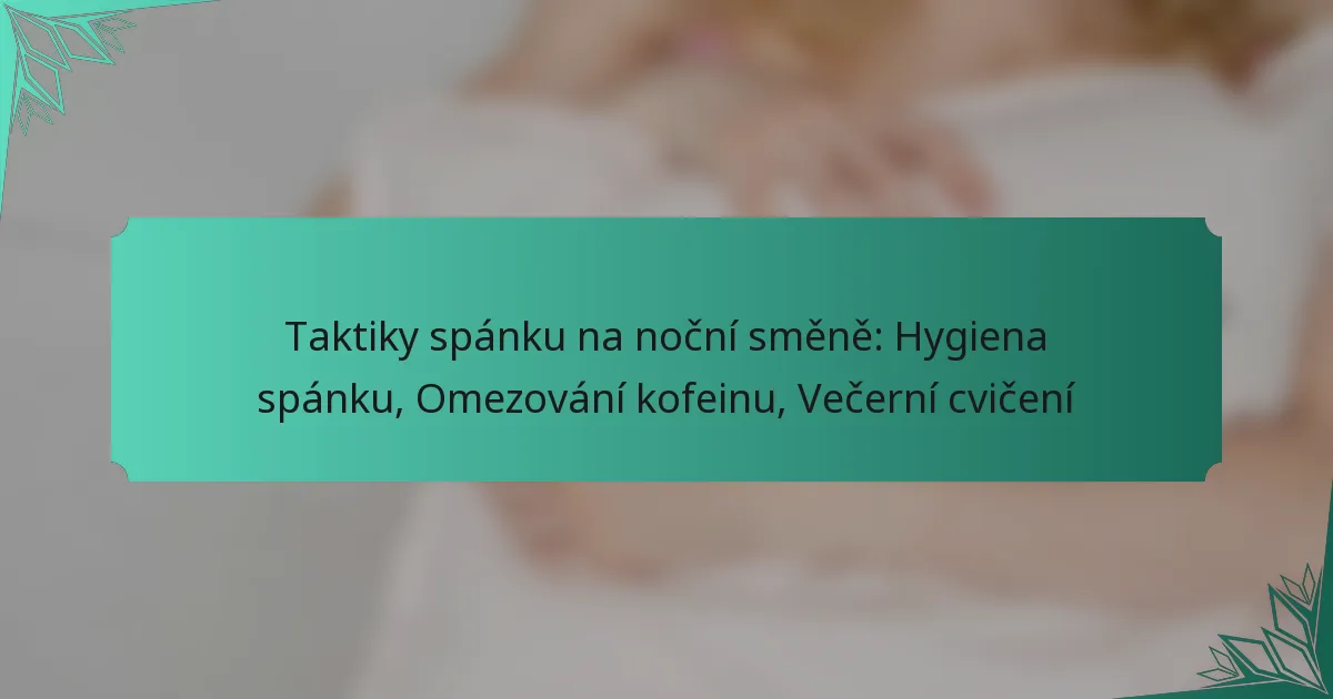 Taktiky spánku na noční směně: Hygiena spánku, Omezování kofeinu, Večerní cvičení